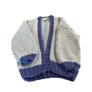 Womens Princess Polly Lester Blue Violet Chunky Knit Cardigan Sweater S/M